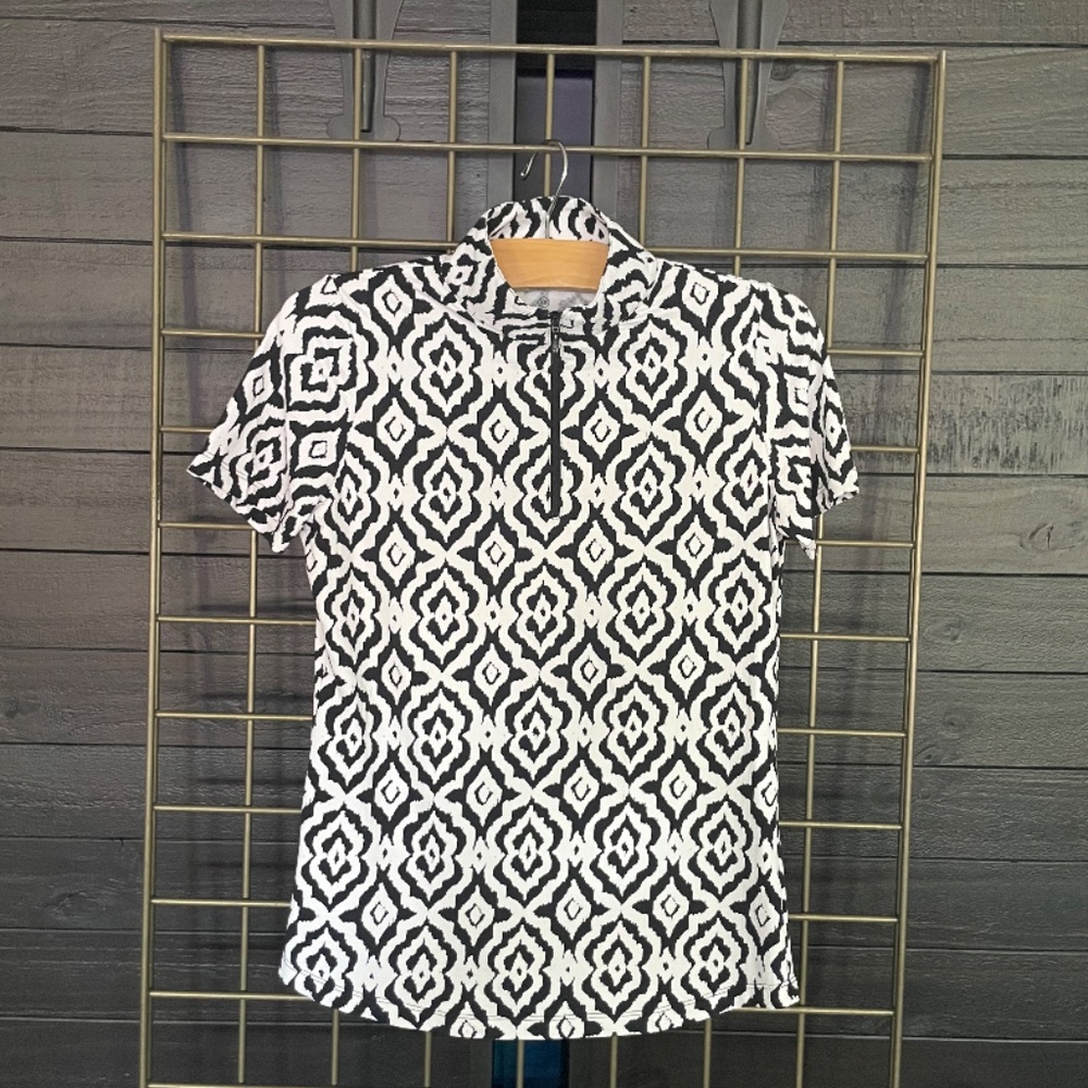 IBKUL Zip up short sleeve polo